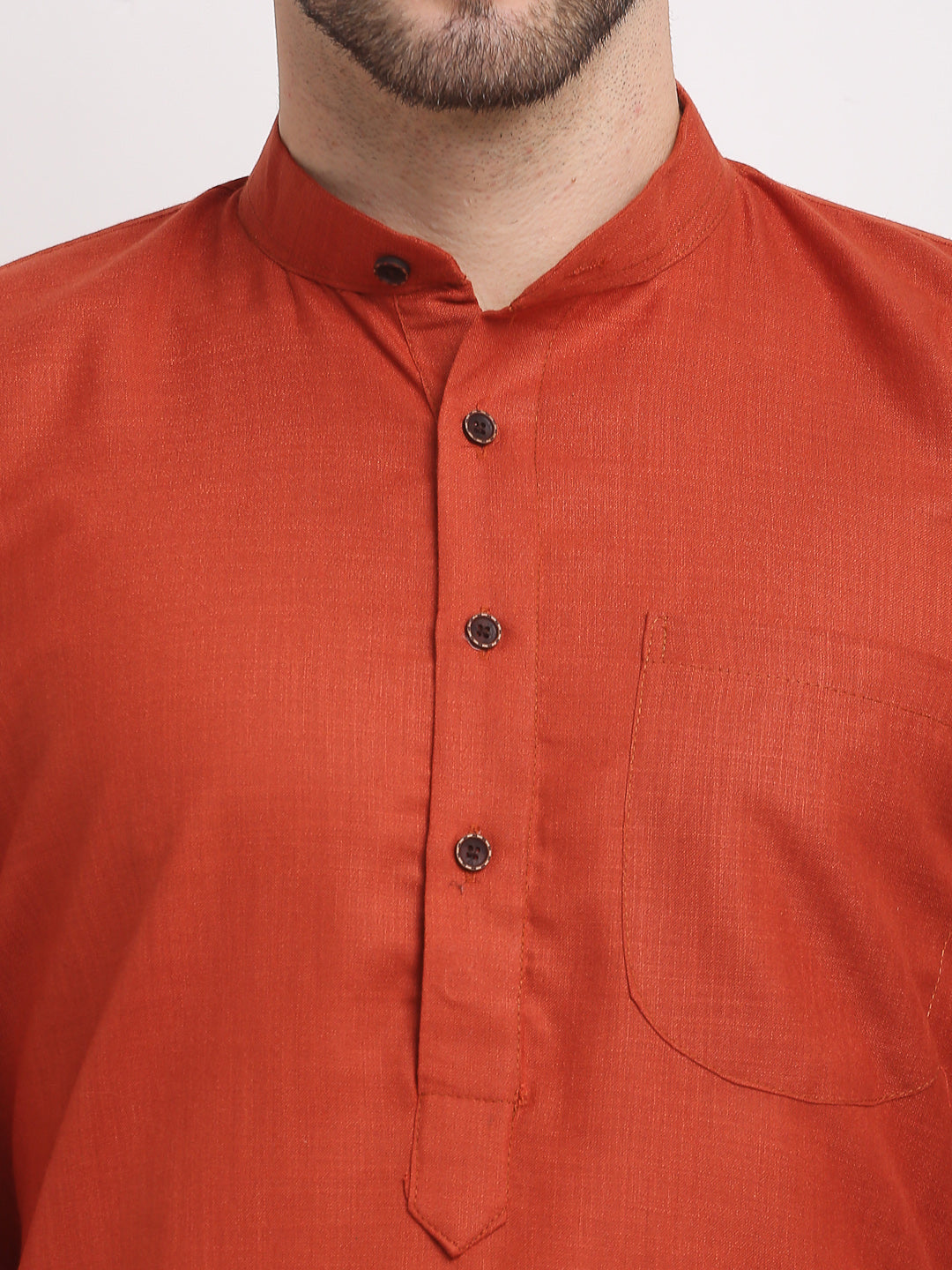 Brown Cotton Mens Kurta Pajama Set | Solid Pathani Style