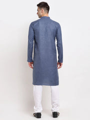 Men's Cotton Solid Kurta Pyjama ( JOKP 532Dark-Grey )-JOKP-532