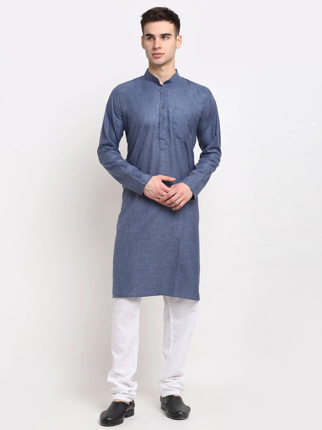 Men's Cotton Solid Kurta Pyjama ( JOKP 532Dark-Grey )-JOKP-532