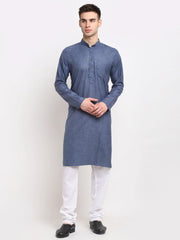 Men's Cotton Solid Kurta Pyjama ( JOKP 532Dark-Grey )-JOKP-532