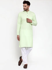 Men's Cotton Solid Kurta Pyjama ( JOKP 532Lime )-JOKP-532