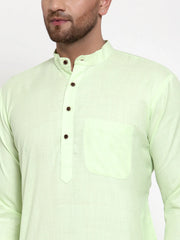 Men's Cotton Solid Kurta Pyjama ( JOKP 532Lime )-JOKP-532