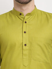 Men's Cotton Solid Kurta Pyjama ( JOKP 532Olive )-JOKP-532