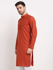 Men's Solid Cotton Kurtas ( KO 532Brown )-KO-532