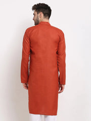 Men's Solid Cotton Kurtas ( KO 532Brown )-KO-532