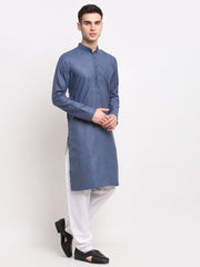 Men's Solid Cotton Kurtas ( KO 532Dark-Grey )-KO-532