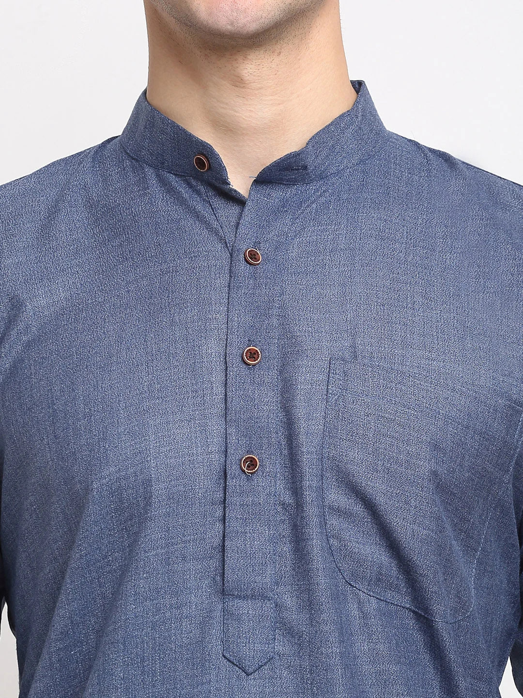 Men's Solid Cotton Dark Grey Kurta | Indian Kurta for Men