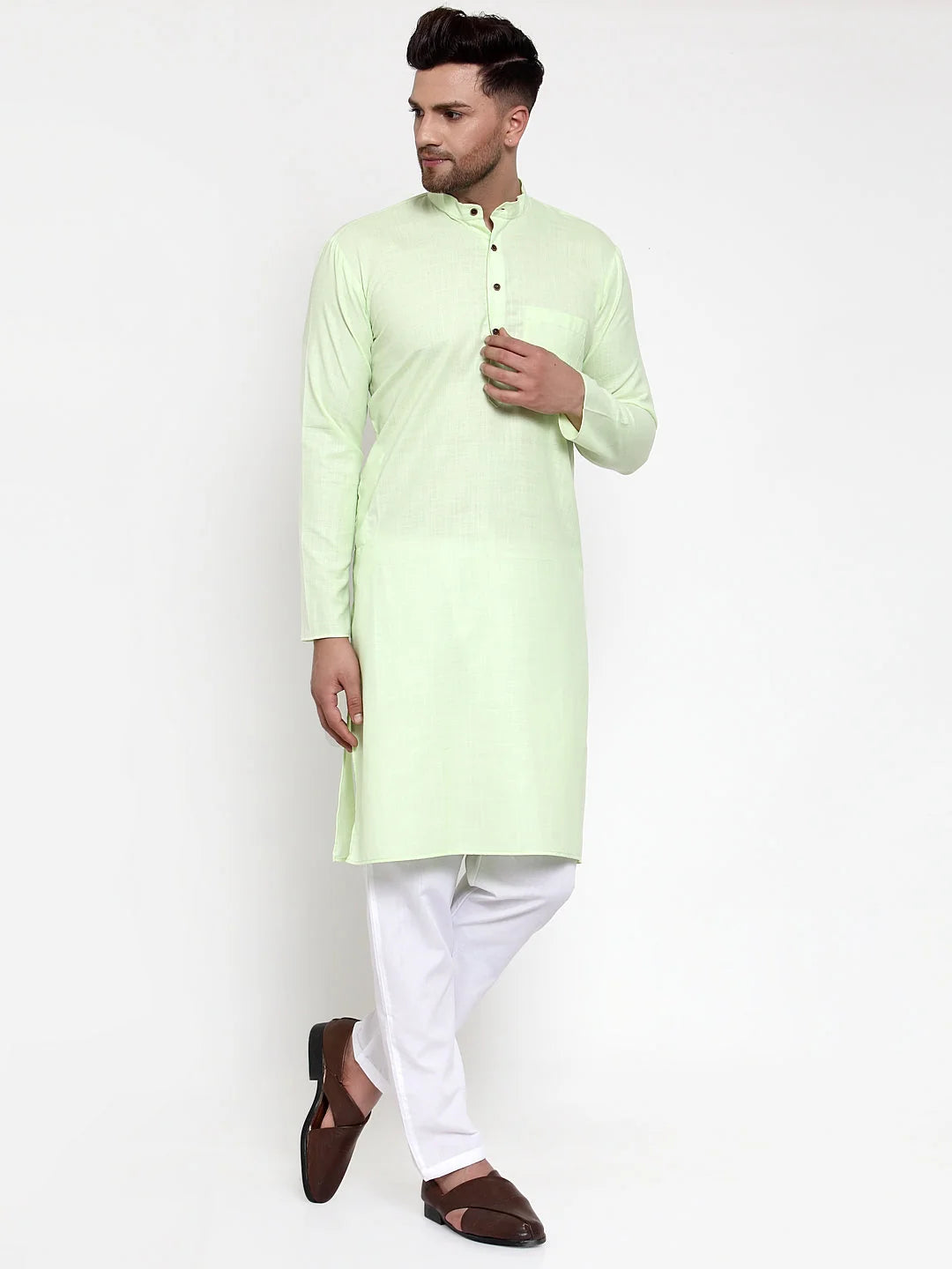 Men's Cotton Indian Kurta - Solid Color Mens Kurta