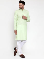 Men's Solid Cotton Kurtas ( KO 532Lime )-KO-532