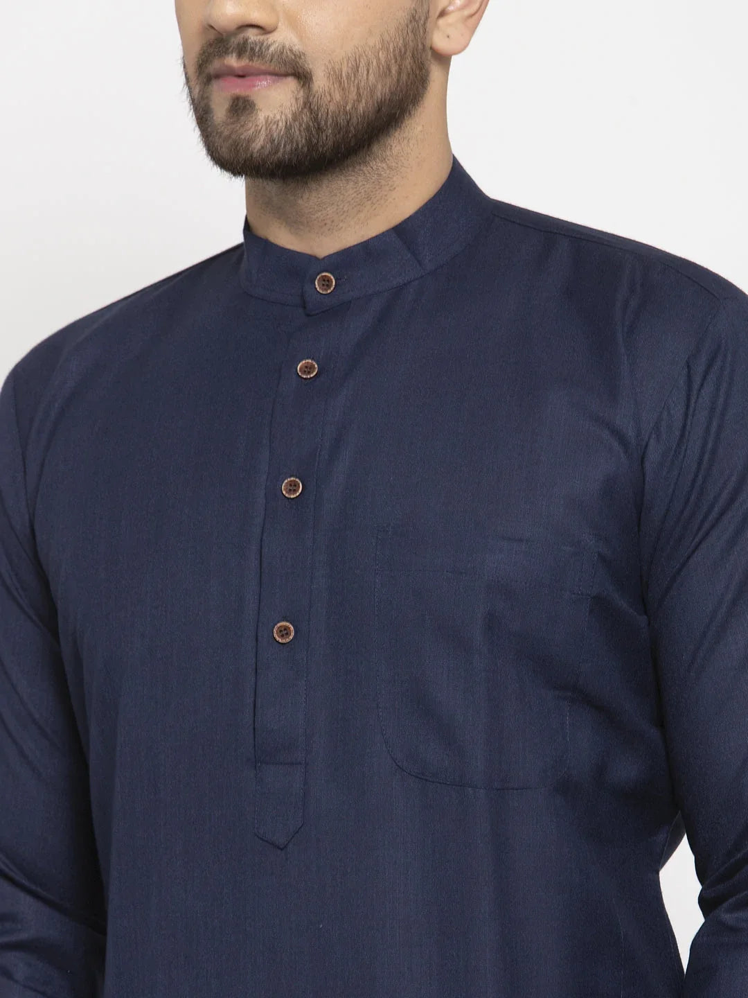 DesiQlo Men Kurta Only - Blue - KO_532Navy-Blue_S