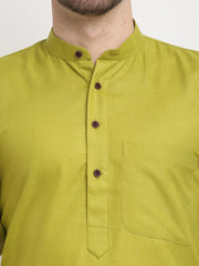 Men's Solid Cotton Kurtas ( KO 532Olive )-KO-532