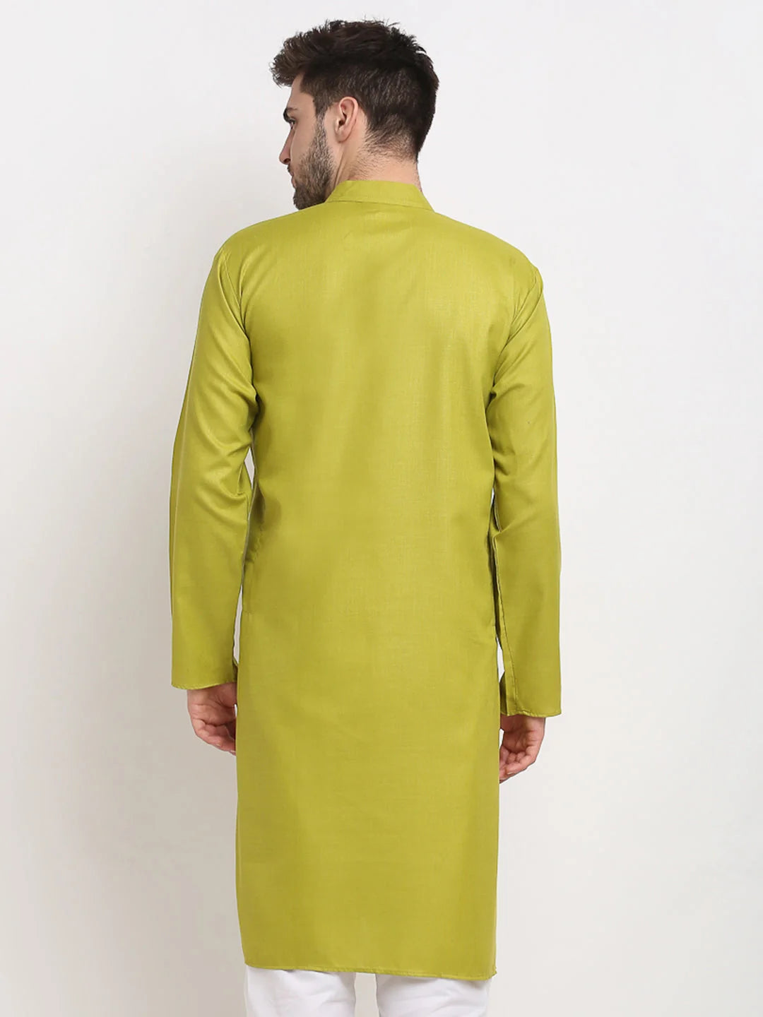 Olive Cotton Mens Kurta | Solid Indian Kurta for Men Online