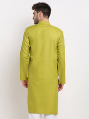 Men's Solid Cotton Kurtas ( KO 532Olive )-KO-532