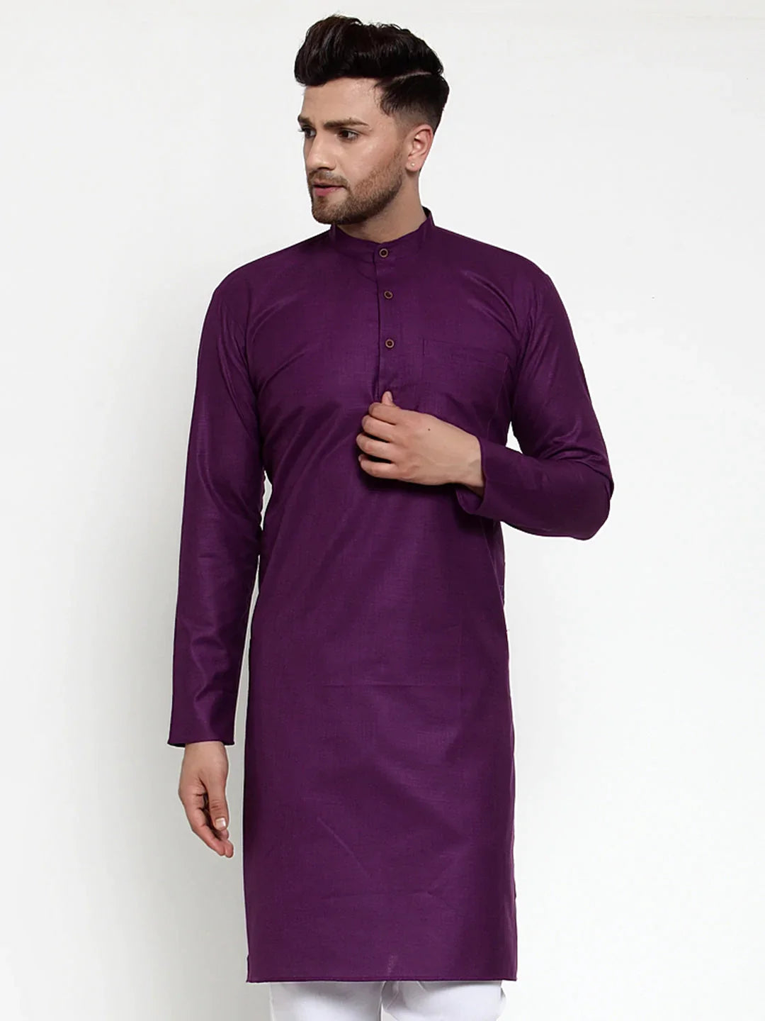 DesiQlo Men Purple Chikan Kurta Only ( KO 561 Purple )