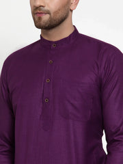 DesiQlo Men Purple Chikan Kurta Only ( KO 561 Purple )