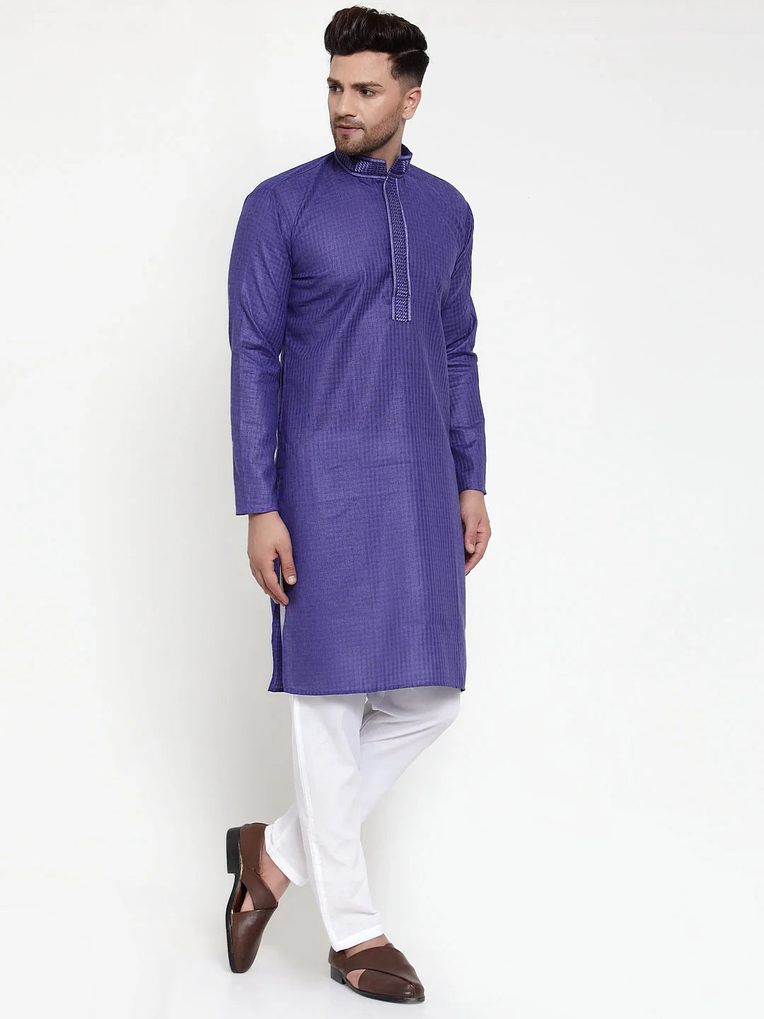 Dark Purple Men's Kurta | Indian Kurta for Men Cotton