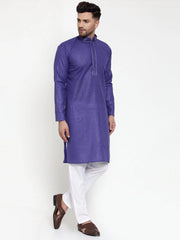 Men's Dark Purple Woven Kurta Only