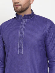 Men's Dark Purple Woven Kurta Only