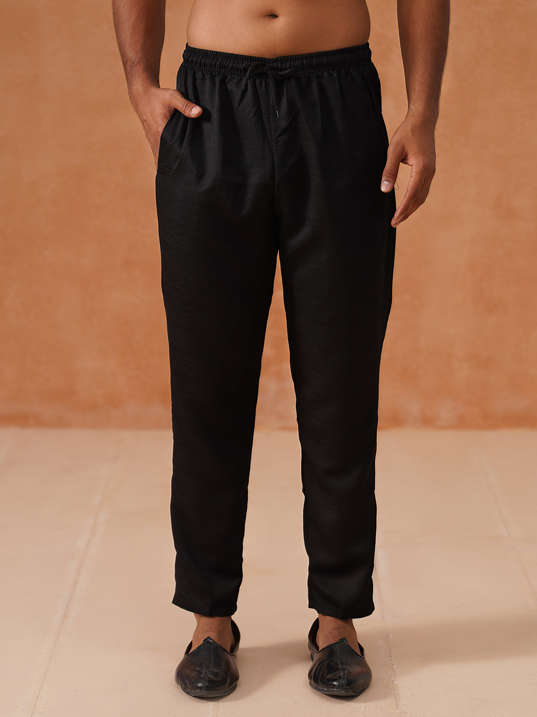 Solid Cotton Pyjama For Men ( ANKPJ 006 Black )