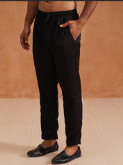 Solid Cotton Pyjama For Men ( ANKPJ 006 Black )