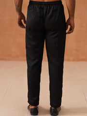 Solid Cotton Pyjama For Men ( ANKPJ 006 Black )