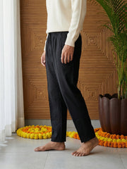 Men Pack of 2 Solid Cotton Pyjamas ( ANKPJ 006Black Pack-2 )