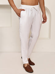 Solid Cotton Pyjama For Men ( ANKPJ 006 White )