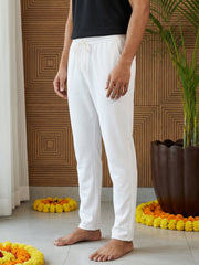 Men Pack of 2 Solid Cotton Pyjamas ( ANKPJ 006White Pack-2 )