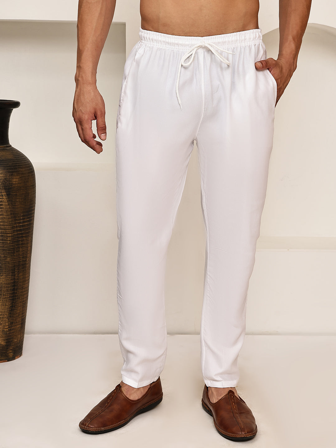 DesiQlo Men Pajamas - White - ANKPJ_006White_S