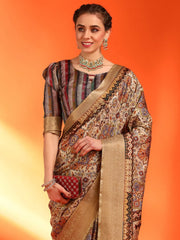 Women's Dola  Cream Printed Designer Saree With Blouse Piece-ANTRIKSA103