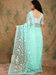 Womens Fashion Ethnic Turquoise Blue Color Sarees-MLSHWSA1216TQB0ONE