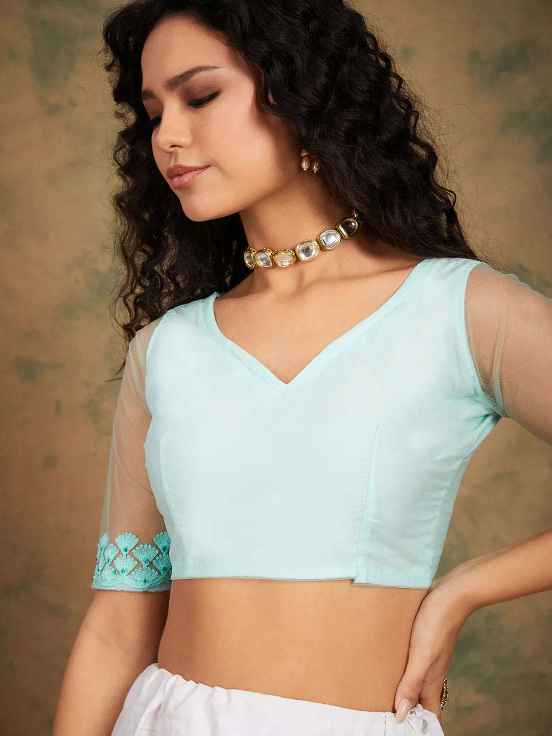 Turquoise Embroidered Saree | Indian Sari Style