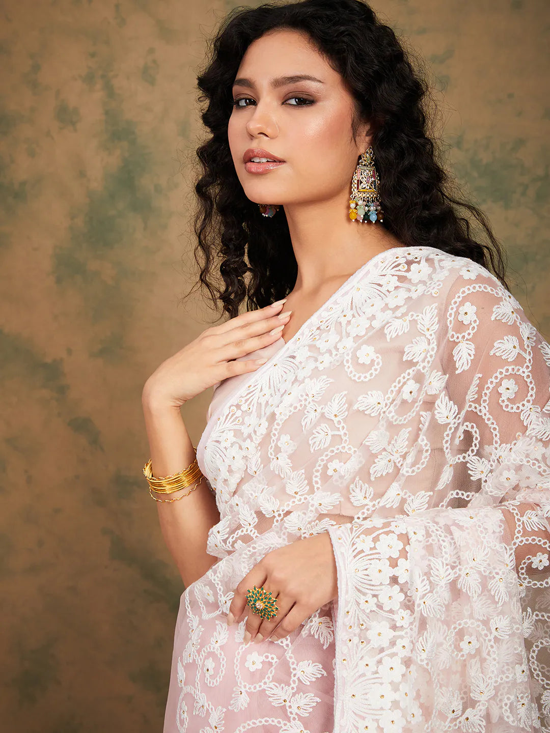 Pink Embroidered Saree | Luxury Designer Sarees India