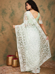 Womens Fashion Ethnic Pista Green Color Sarees-MLSHWSA1221PSG0ONE