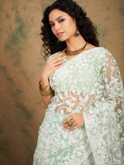 Womens Fashion Ethnic Pista Green Color Sarees-MLSHWSA1221PSG0ONE