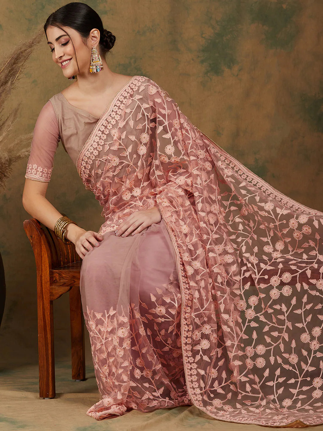 Womens Fashion Ethnic Peach Color Sarees-MLSHWSA1167PCH0ONE