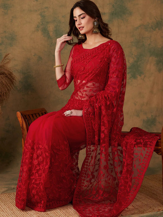 Womens Fashion Ethnic Red Color Sarees-MLSHWSA1169RED0ONE 1080