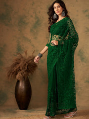 Womens Fashion Ethnic Olive Color Sarees-MLSHWSA1171OLV0ONE