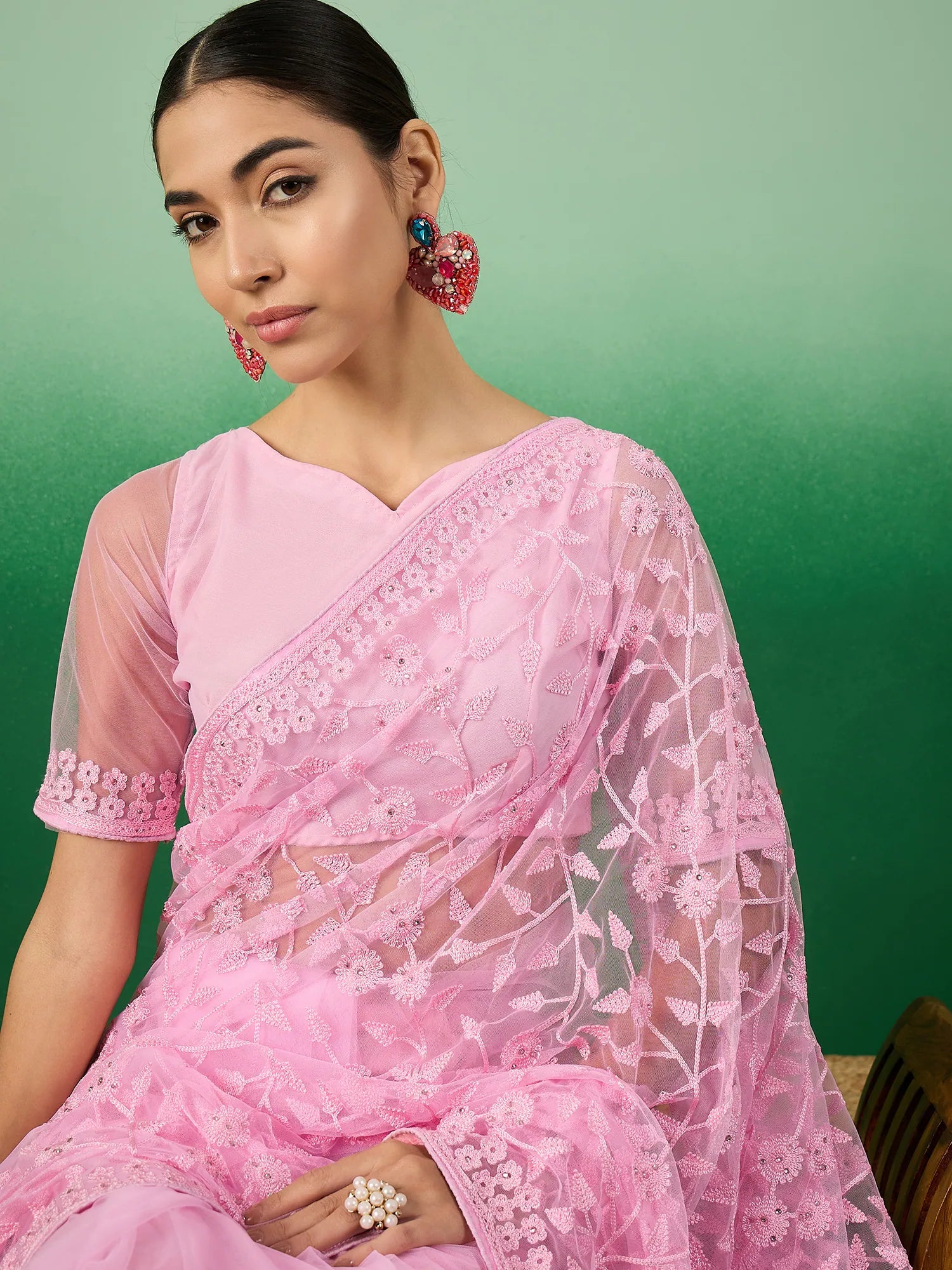 Pink Embroidered Saree | Indian Wedding Sarees