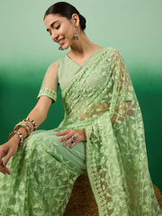 Womens Fashion Ethnic Pista Green Color Sarees-MLSHWSA1320PSG0ONE
