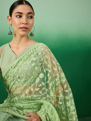 Womens Fashion Ethnic Pista Green Color Sarees-MLSHWSA1320PSG0ONE