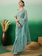 Womens Fashion Ethnic Teal Color Sarees-MLSHWSA1323TEL0ONE