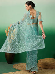 Womens Fashion Ethnic Teal Color Sarees-MLSHWSA1323TEL0ONE