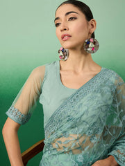 Womens Fashion Ethnic Teal Color Sarees-MLSHWSA1323TEL0ONE