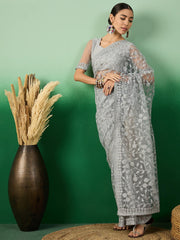 Womens Fashion Ethnic Grey Color Sarees-MLSHWSA1324GRY0ONE