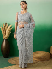Womens Fashion Ethnic Grey Color Sarees-MLSHWSA1324GRY0ONE