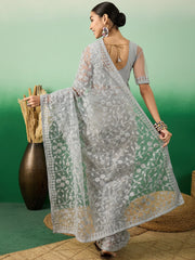 Womens Fashion Ethnic Grey Color Sarees-MLSHWSA1324GRY0ONE