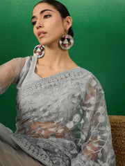 Womens Fashion Ethnic Grey Color Sarees-MLSHWSA1324GRY0ONE
