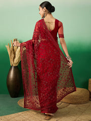 Womens Fashion Ethnic Maroon Color Sarees-MLSHWSA1325MRN0ONE