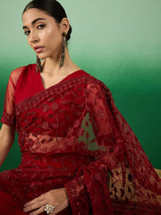 Womens Fashion Ethnic Maroon Color Sarees-MLSHWSA1325MRN0ONE